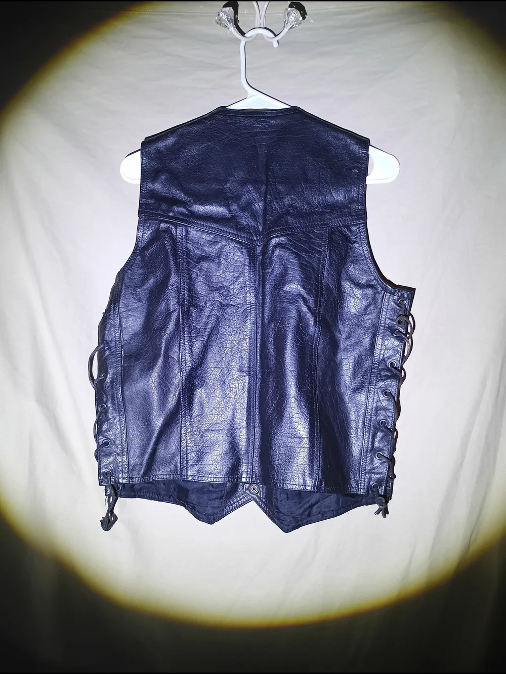 Antelope Creek Leather Black Biker Vest Lace Up Sides Size 40 Pakistan